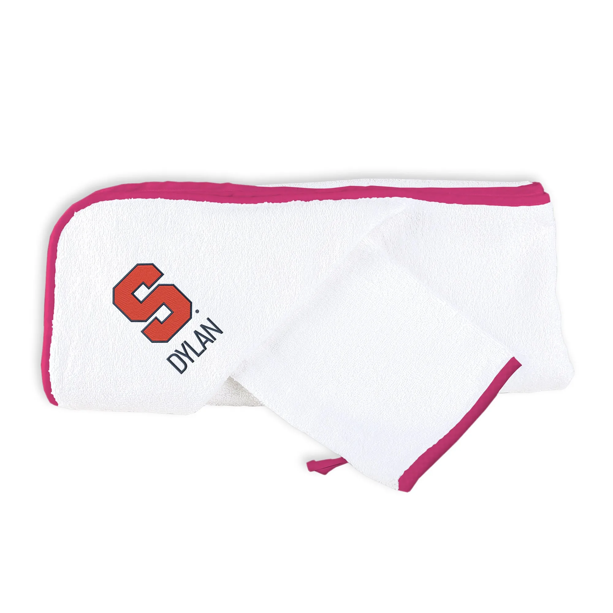 Personalized Syracuse Orange Hooded Towel & Wash Mitt Set