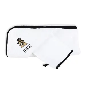 Personalized Wake Forest Demon Deacons Deacon Head Hooded Towel & Wash Mitt Set