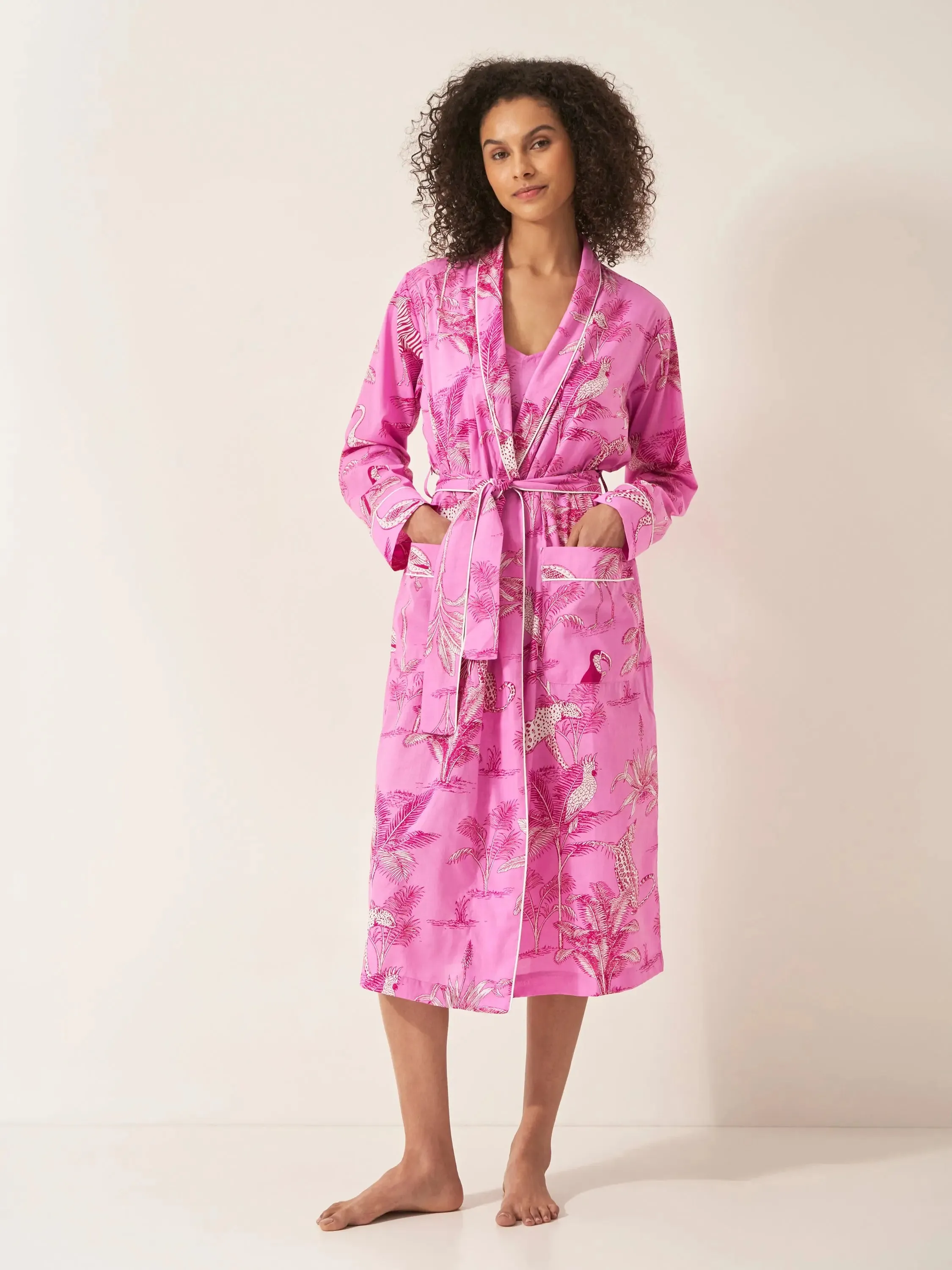 Pink Botanical Jungle Organic Cotton Robe