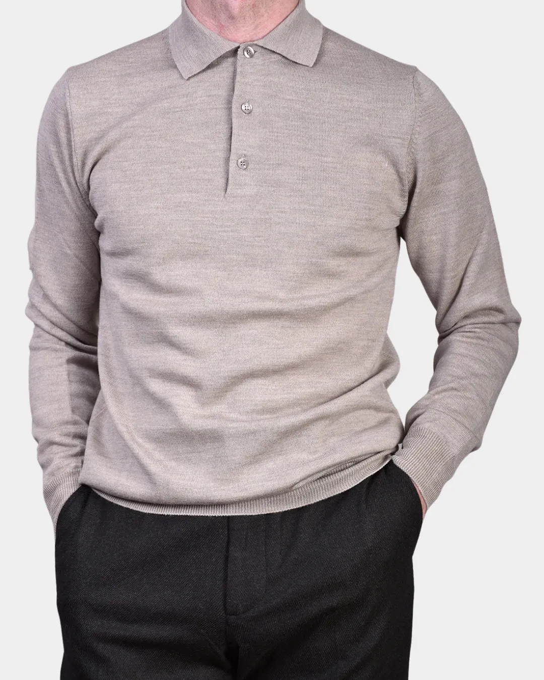 Polo Neck 12 GG Merino - Beige