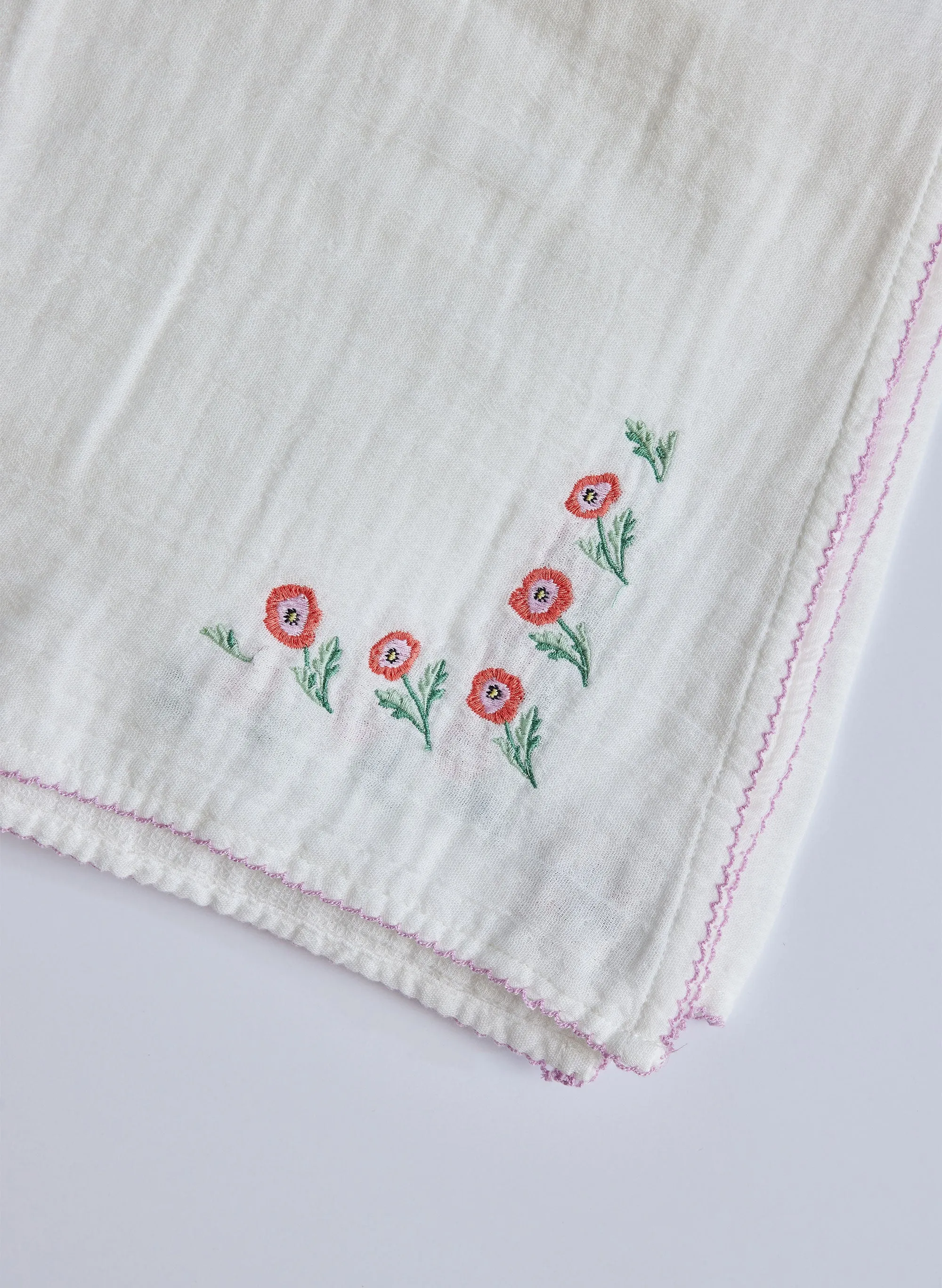 Poppy Embroidered Shawl Blanket