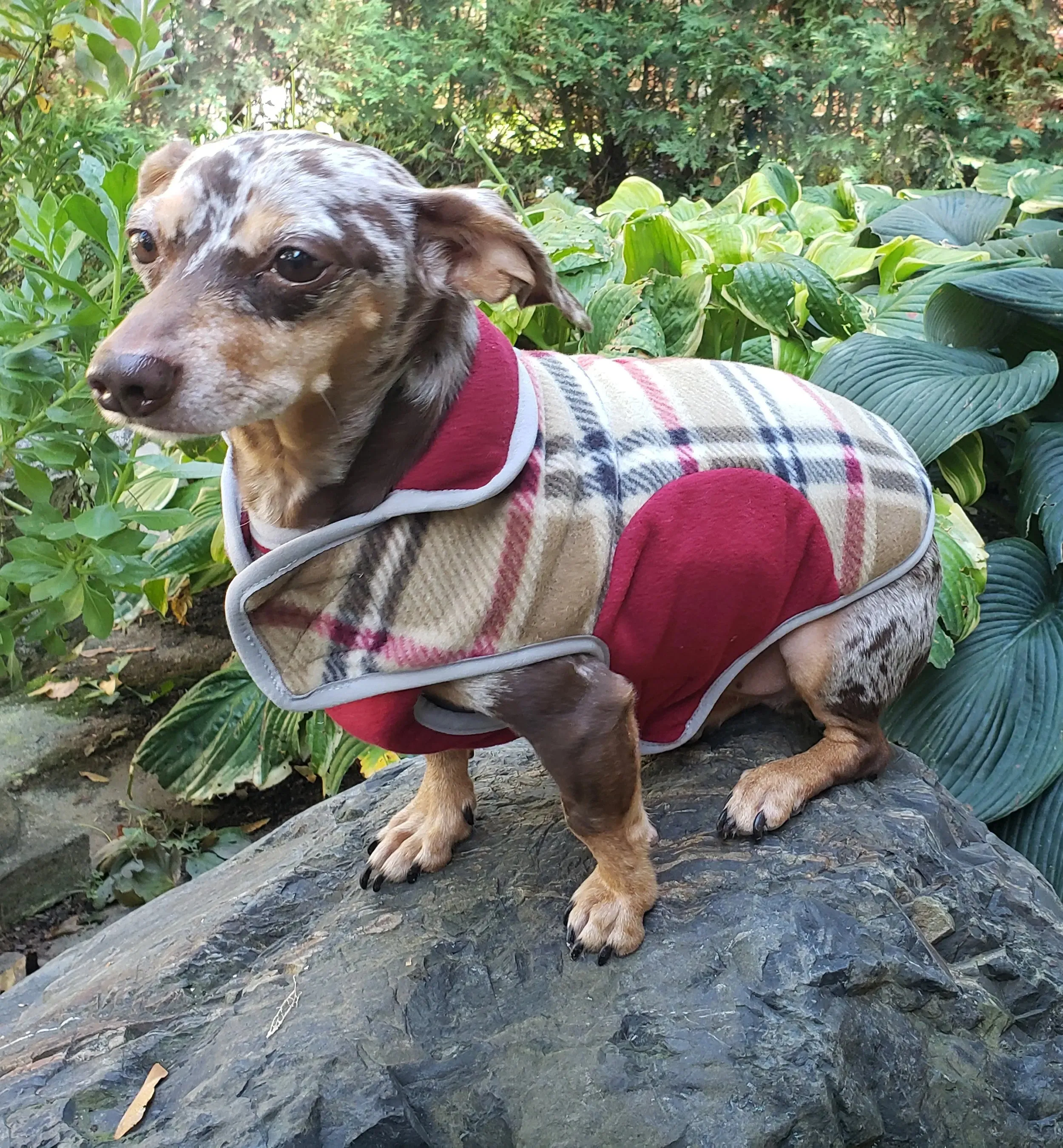 Precision Fit™ Plaid Fleece Dog Coat Jacket 6 LBS to 130 LBS