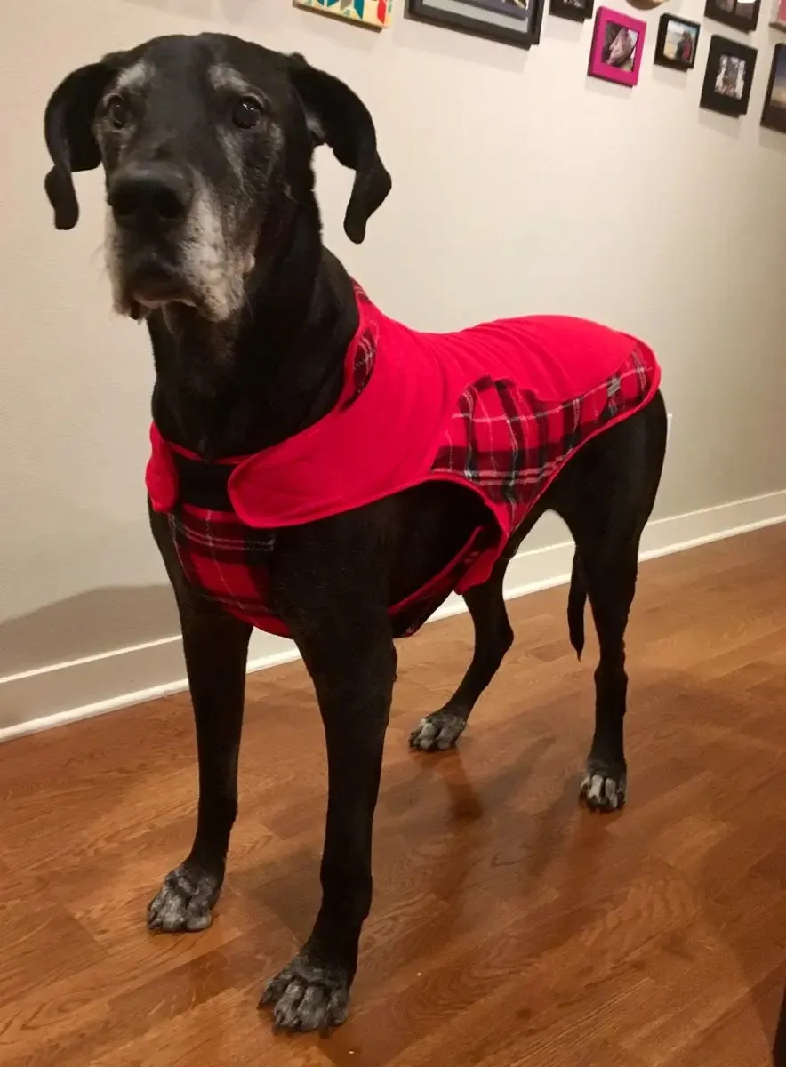 Precision Fit™ Plaid Fleece Dog Coat Jacket 6 LBS to 130 LBS