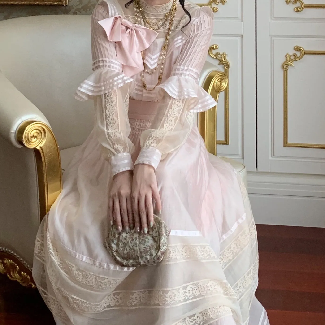 [Premium Selected] My Golden Days Vintage Antique Edwardian Soft Pink Dress Set