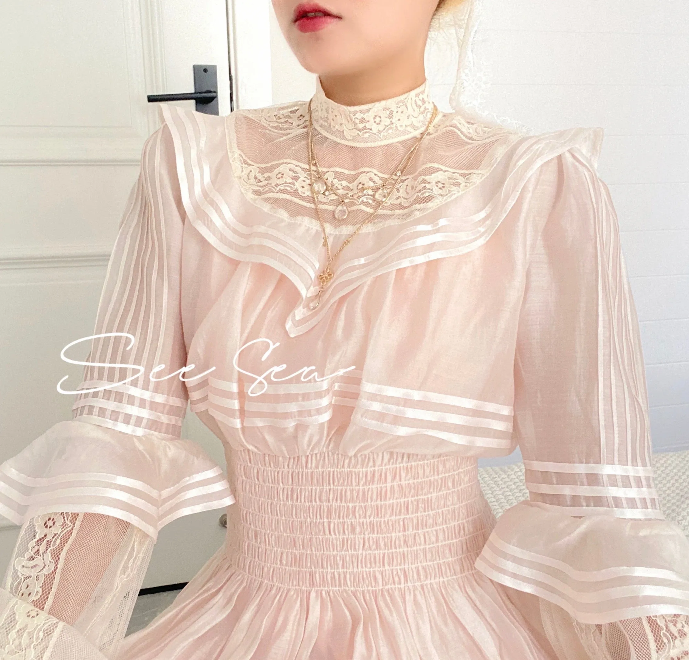 [Premium Selected] My Golden Days Vintage Antique Edwardian Soft Pink Dress Set