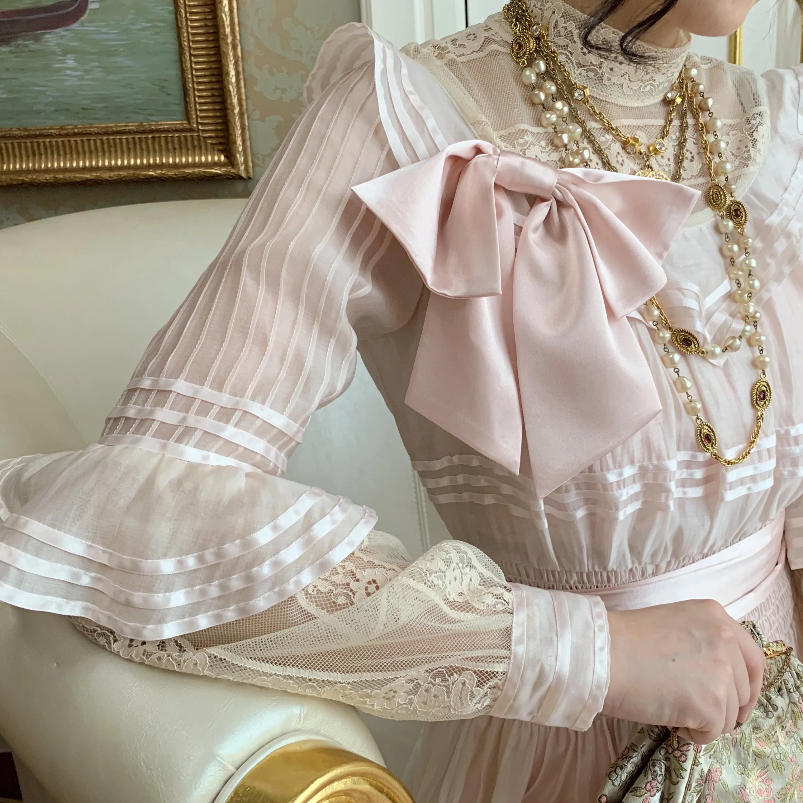 [Premium Selected] My Golden Days Vintage Antique Edwardian Soft Pink Dress Set