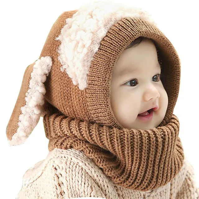 Rabbit Ear Knitted Scarf Set