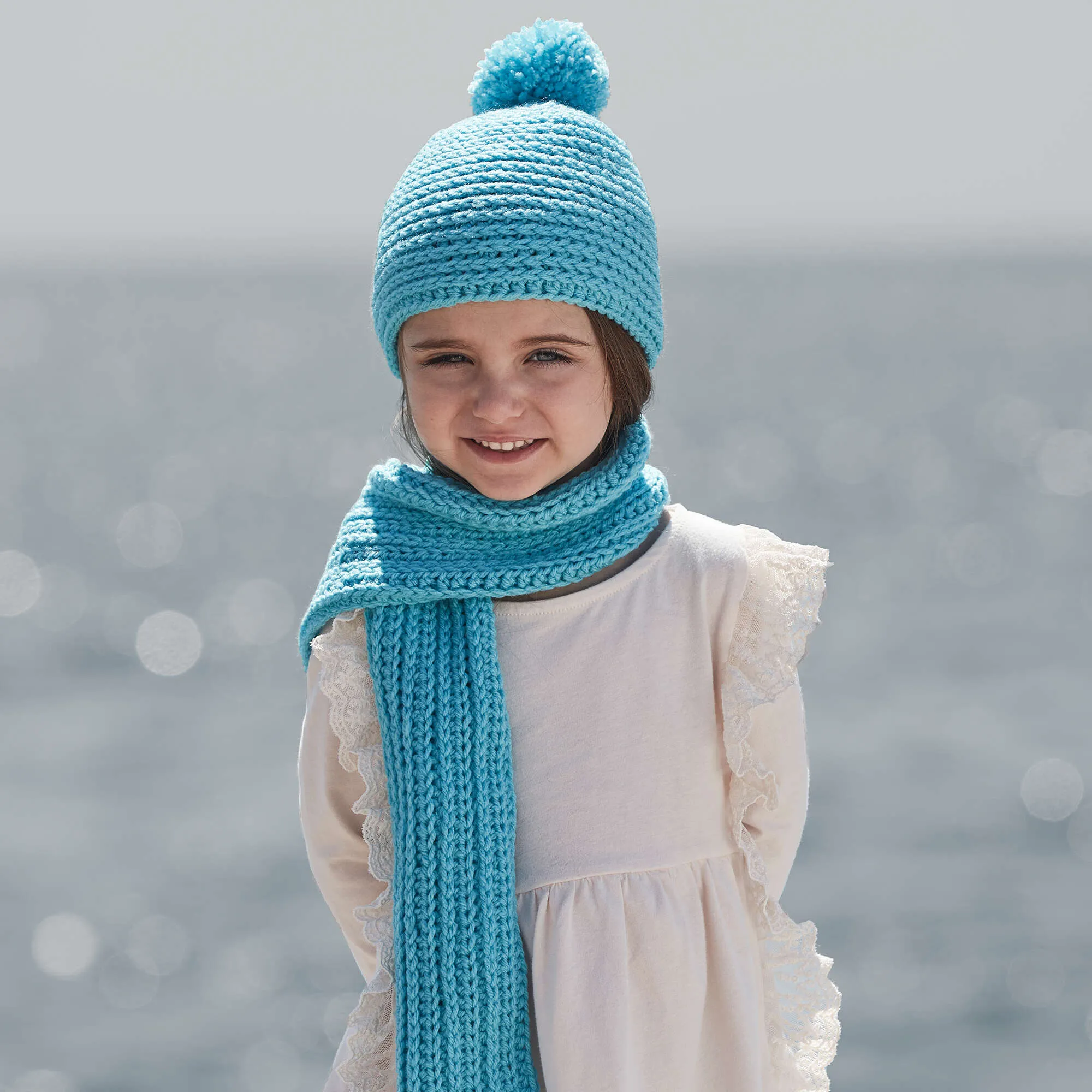 Red Heart Crochet Spiral Hat & Ribbed Scarf Set