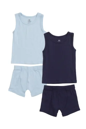 RIB JERSEY 2PACK TANK-TOP AND BOXERSHORTS - LT.BLUE/ NAVY COMB.