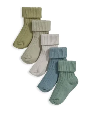 Ribbed Socks (Set of 5) - Blue