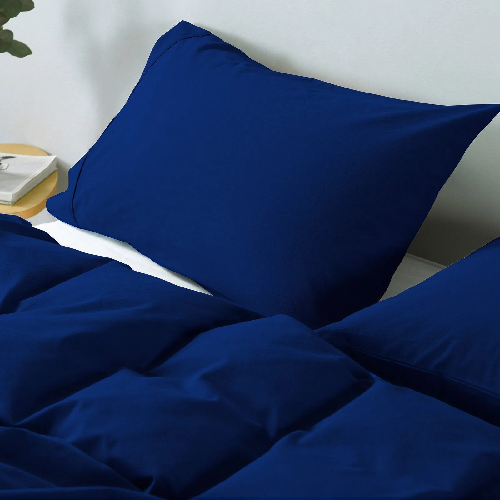 Royal Comfort Vintage Washed 100% Cotton Quilt Cover Set Bedding Ultra Soft Double Royal Blue