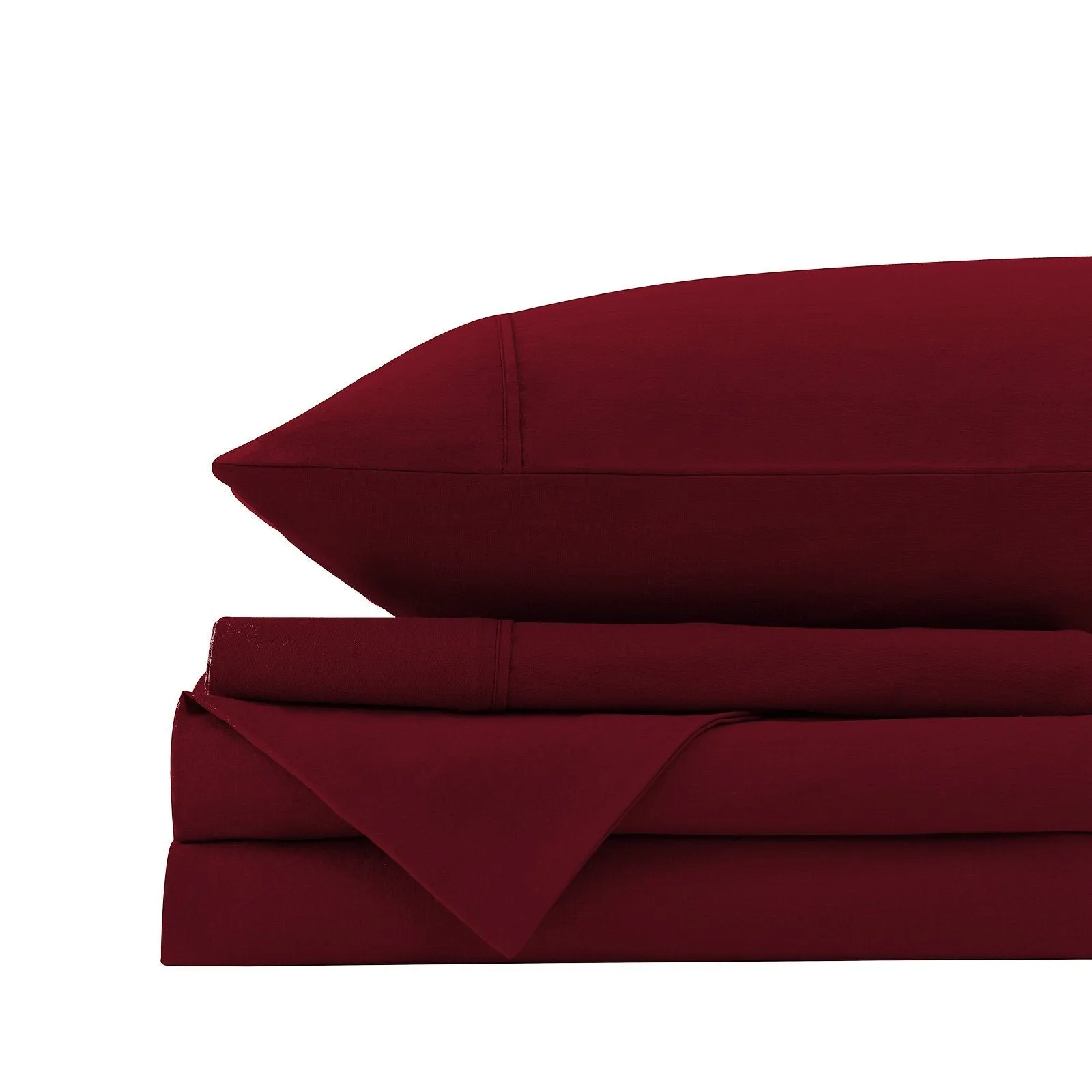 Royal Comfort Vintage Washed 100% Cotton Sheet Set Fitted Flat Sheet Pillowcases Double Mulled Wine