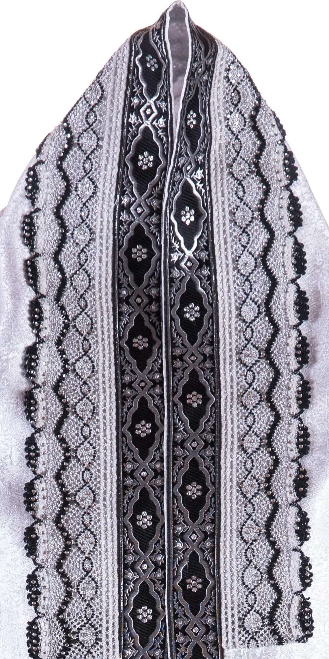 Royal Elegant White / Black Prayer Shawl Tallit Set With matching Bag