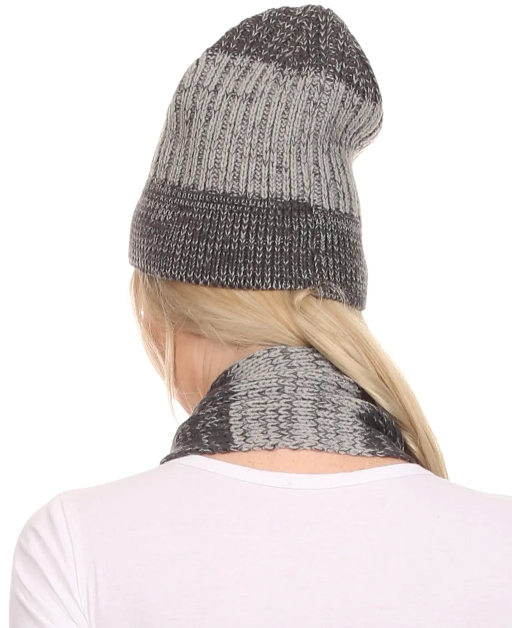 Sakkas  Robin Unisex Ribbed Knit Heather Beanie Hat And Scarf Set