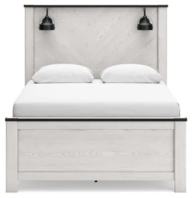 Schoenberg Queen Panel Bed with Mirrored Dresser and 2 Nightstands