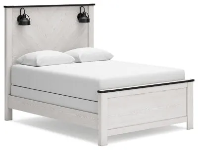 Schoenberg Queen Panel Bed with Mirrored Dresser and 2 Nightstands