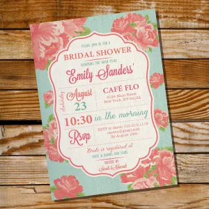 Shabby Chic Bridal Shower Invitation | Floral Linen Invitation