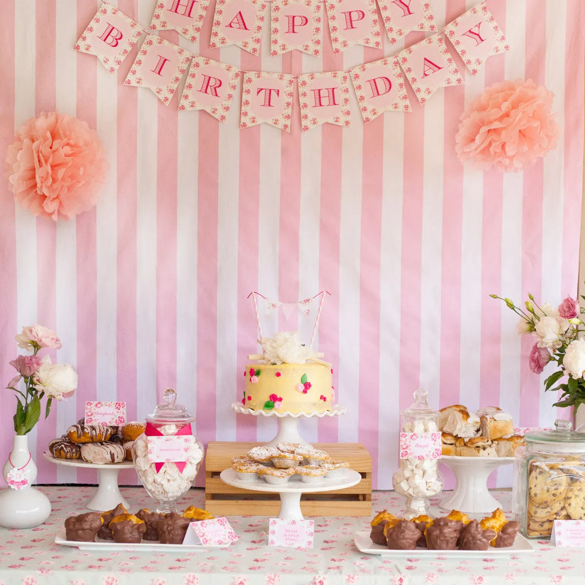 Shabby Chic Floral Birthday Party Decorations