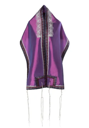 Shiny Purple Lace Tallit Prayer Shawl With matching Tallit bag