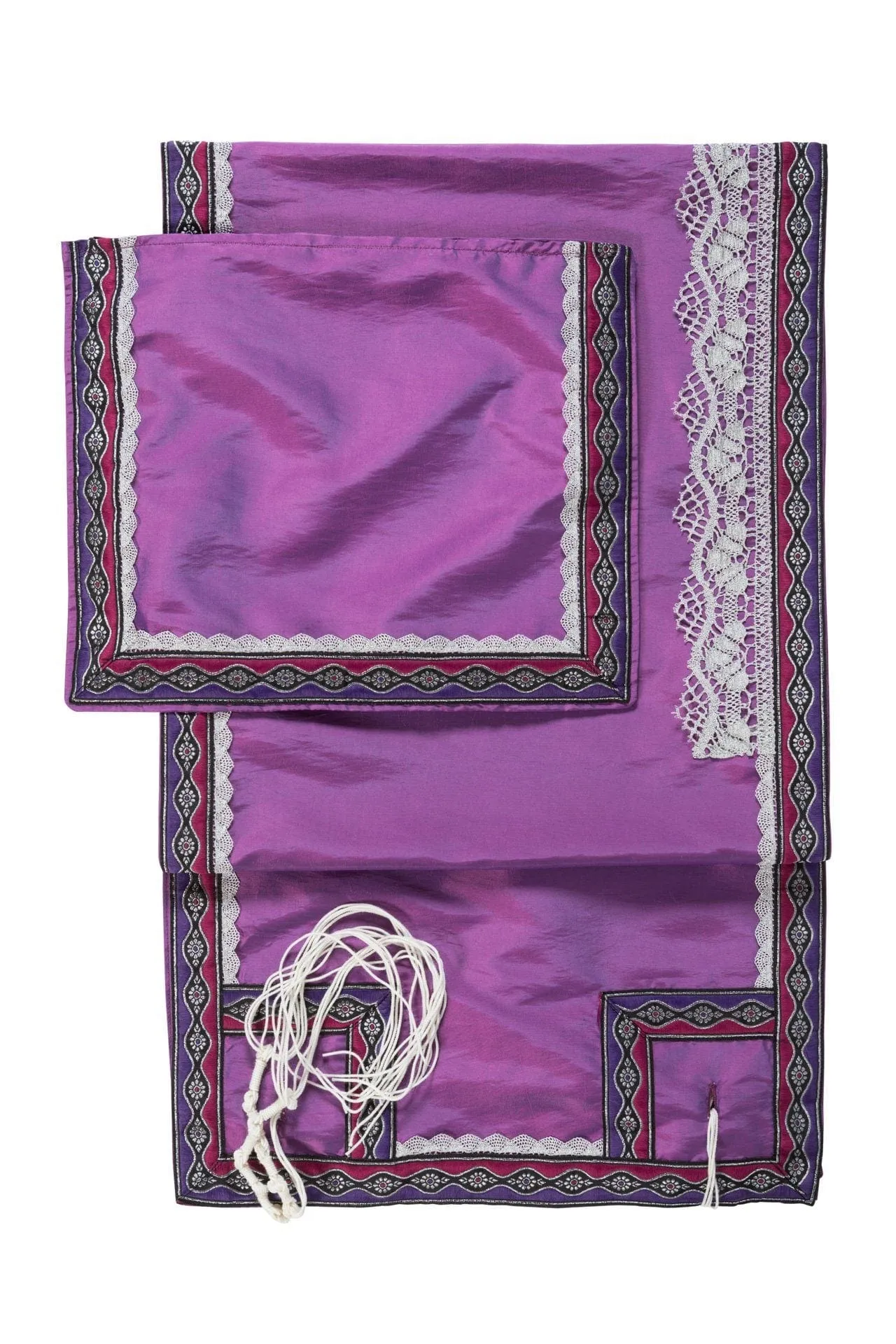 Shiny Purple Lace Tallit Prayer Shawl With matching Tallit bag