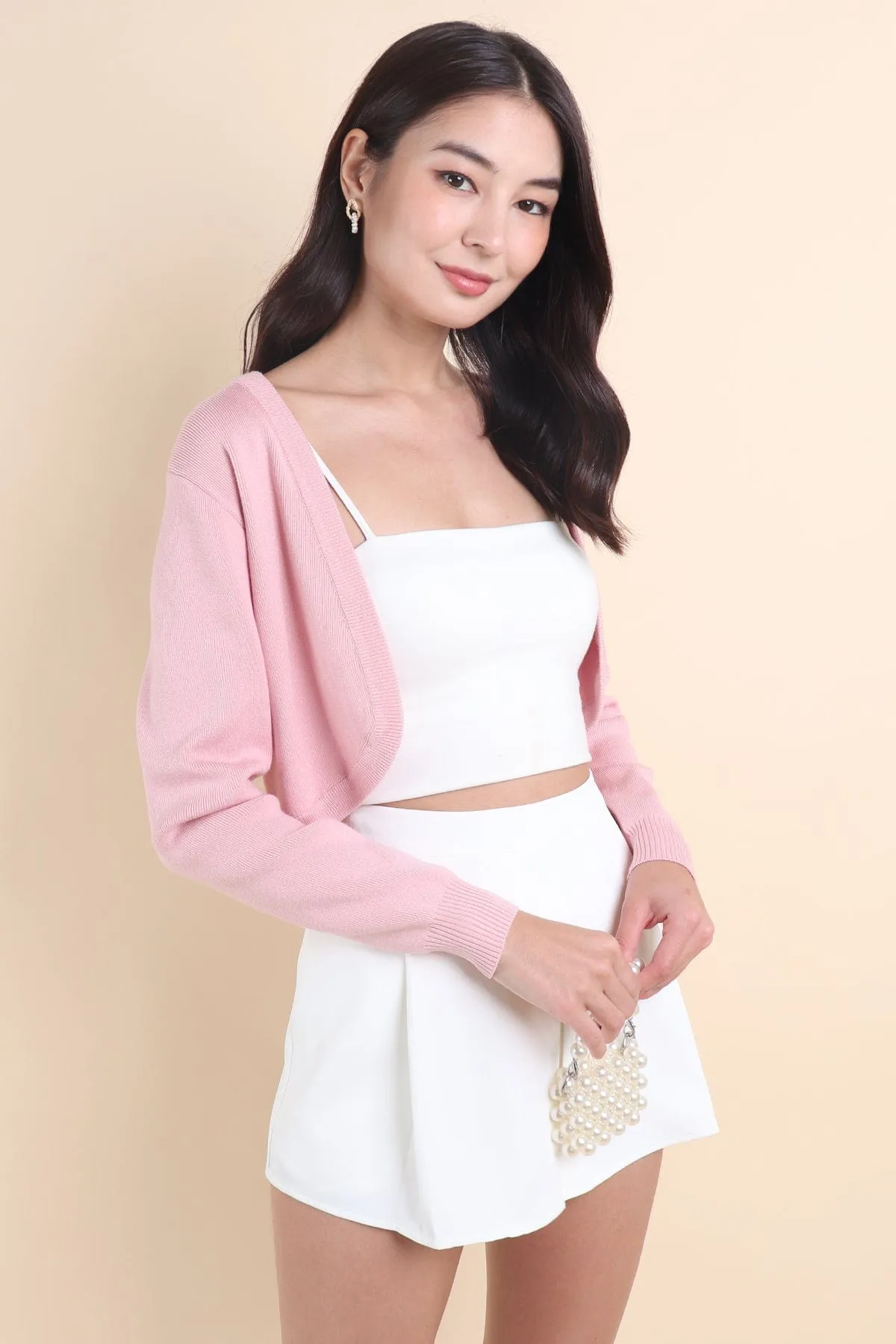 SIDNEY CROPPED CARDIGAN IN PINK