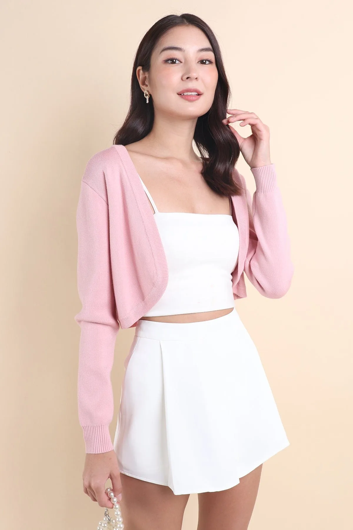 SIDNEY CROPPED CARDIGAN IN PINK