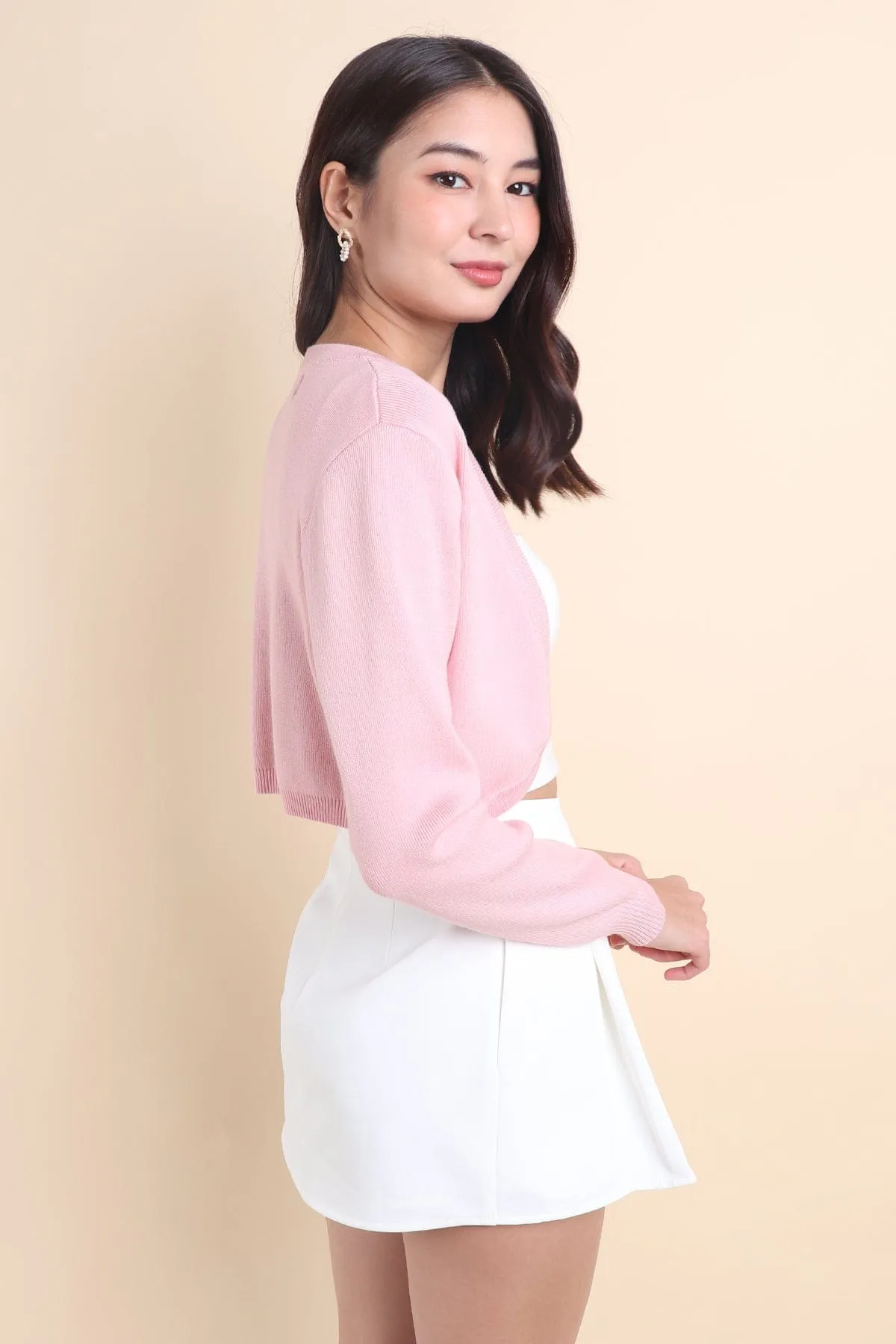 SIDNEY CROPPED CARDIGAN IN PINK