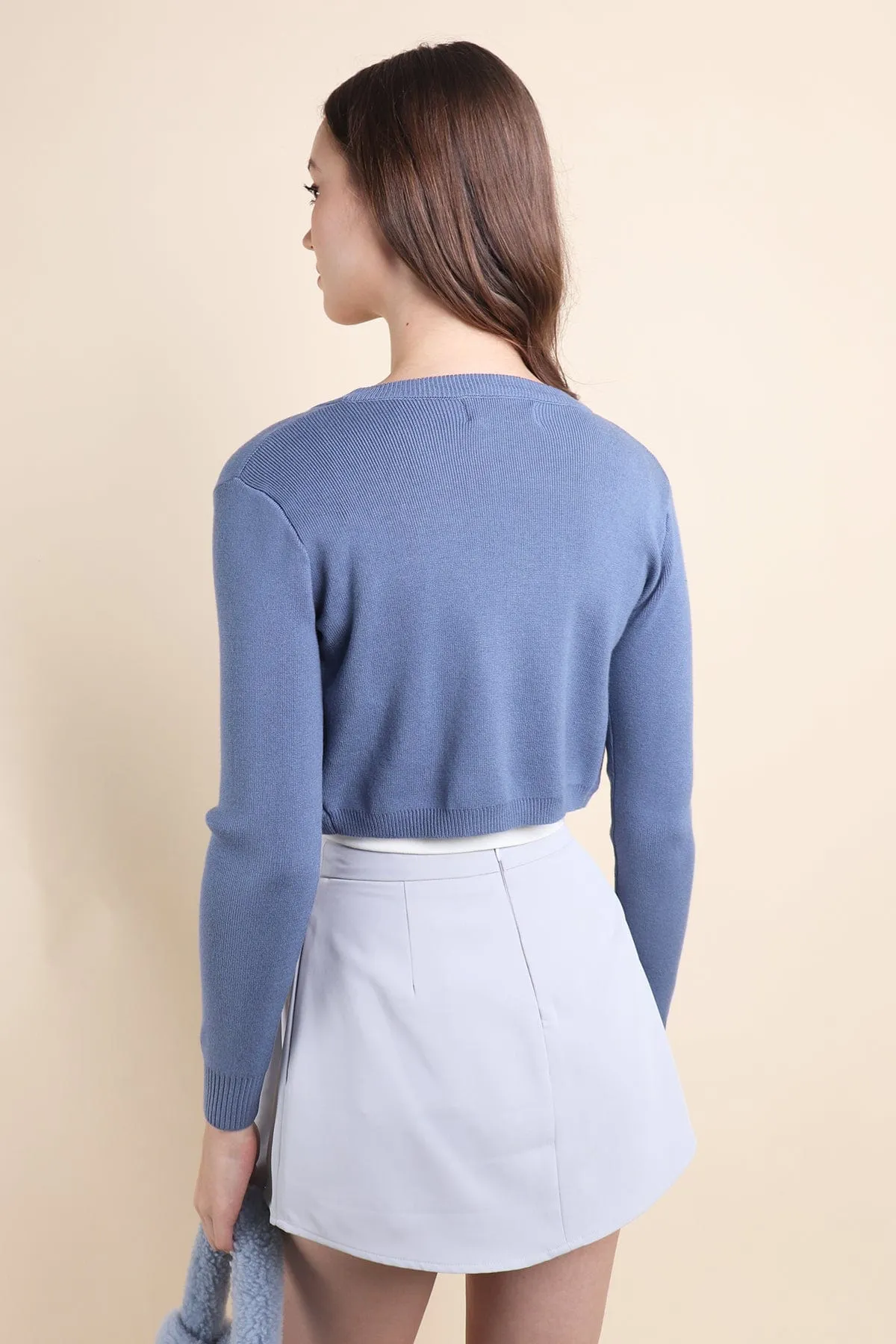 SIDNEY CROPPED CARDIGAN IN VIC BLUE