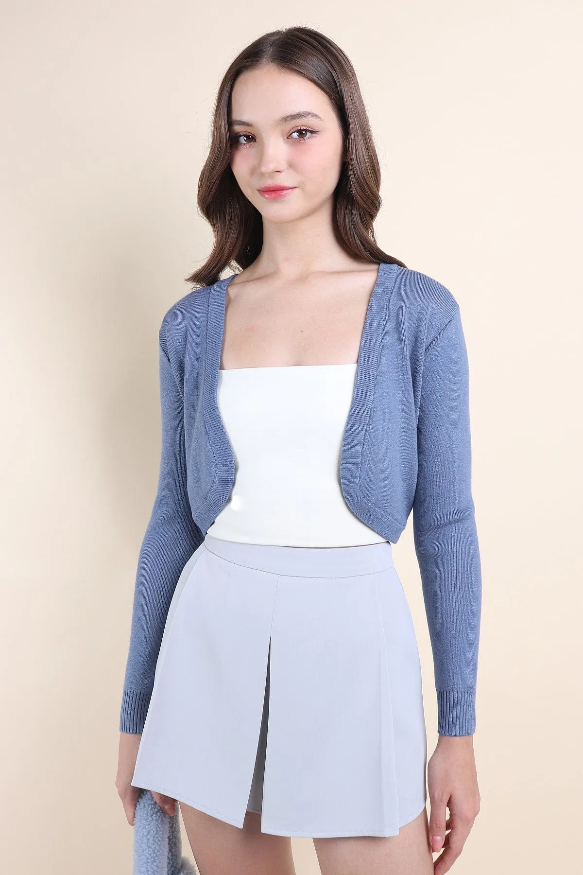 SIDNEY CROPPED CARDIGAN IN VIC BLUE