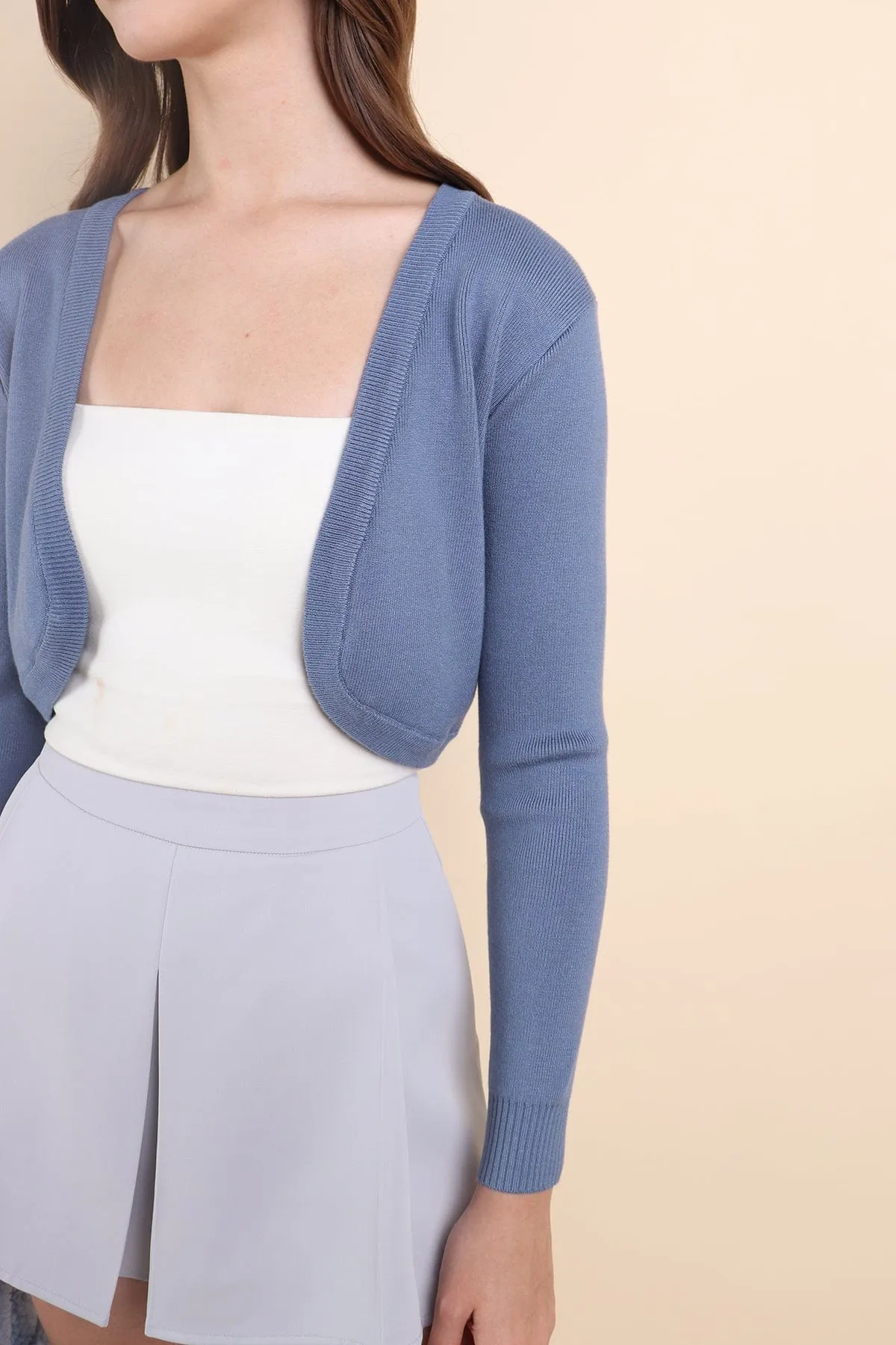 SIDNEY CROPPED CARDIGAN IN VIC BLUE