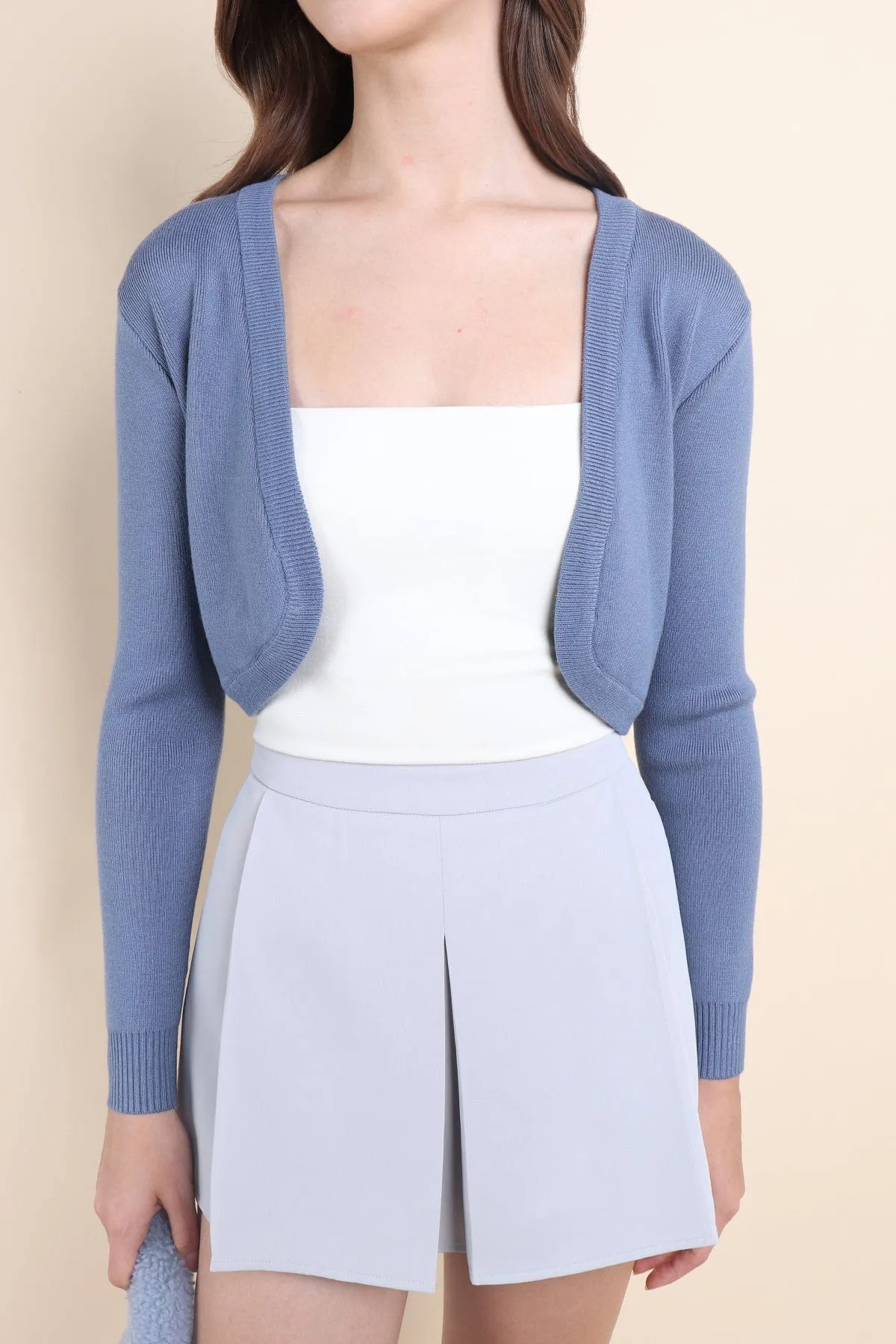 SIDNEY CROPPED CARDIGAN IN VIC BLUE