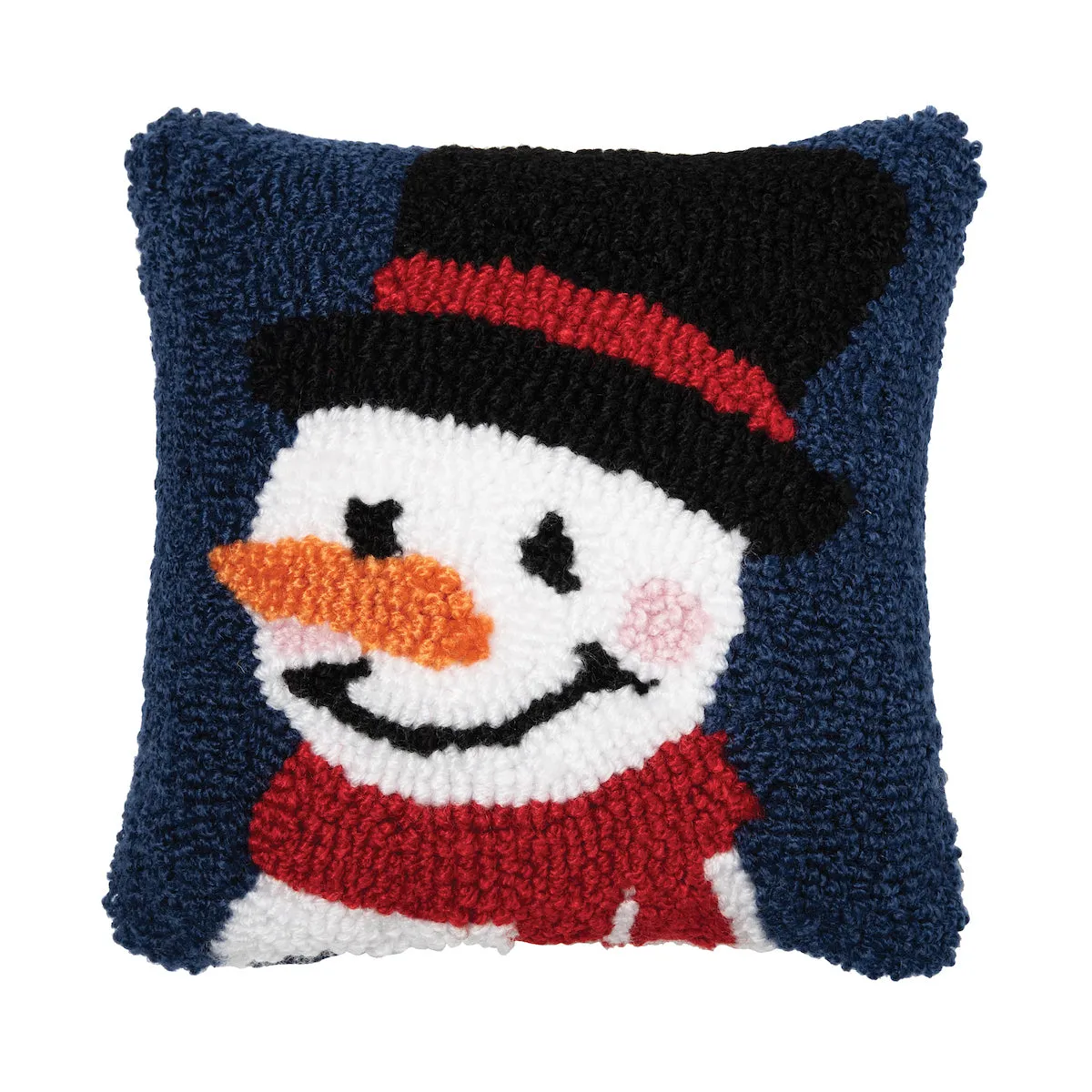 Snowman Wishes Hooked Mini Pillow