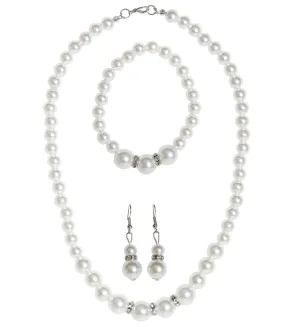 Strass Pearl Necklace, Earrings and Bracelet