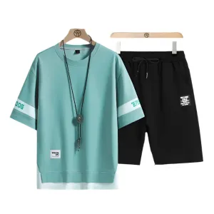 Summer Fashion Trend Short-Sleeved Men's Casual Breathable Two-Piece Set