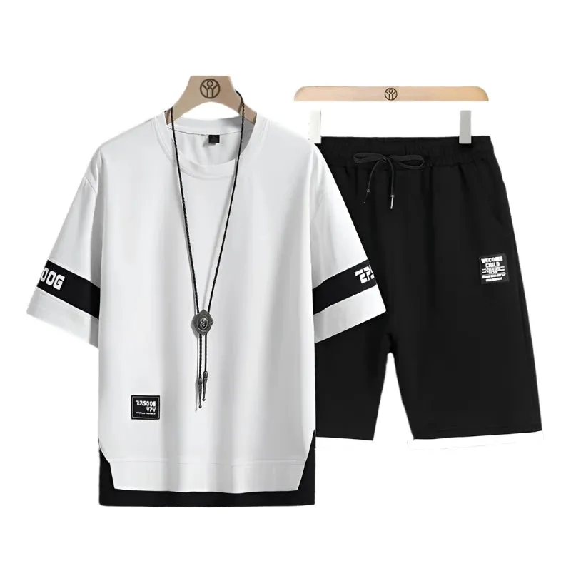 Summer Fashion Trend Short-Sleeved Men's Casual Breathable Two-Piece Set