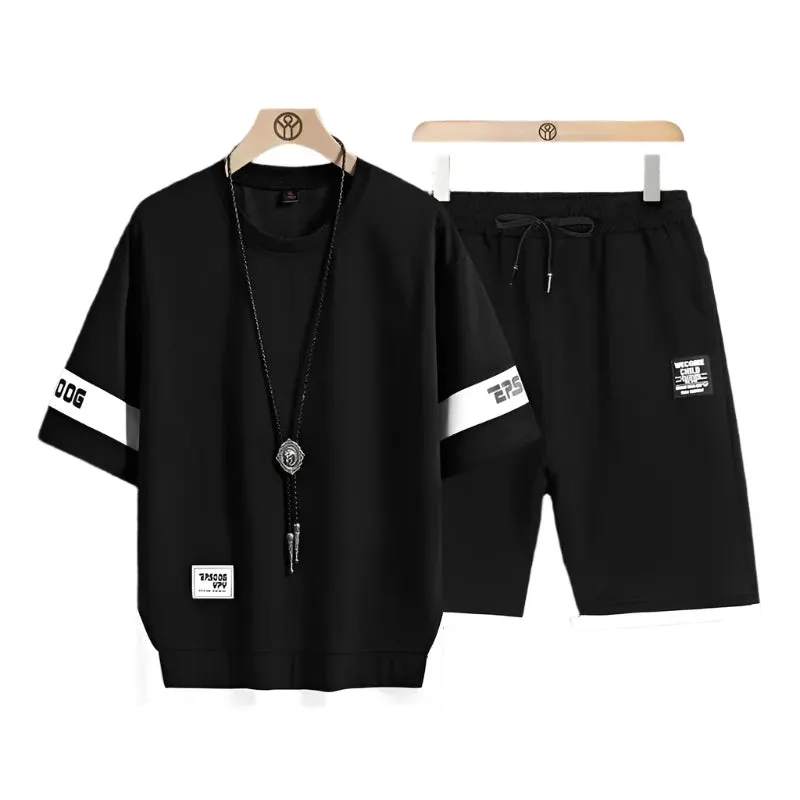 Summer Fashion Trend Short-Sleeved Men's Casual Breathable Two-Piece Set