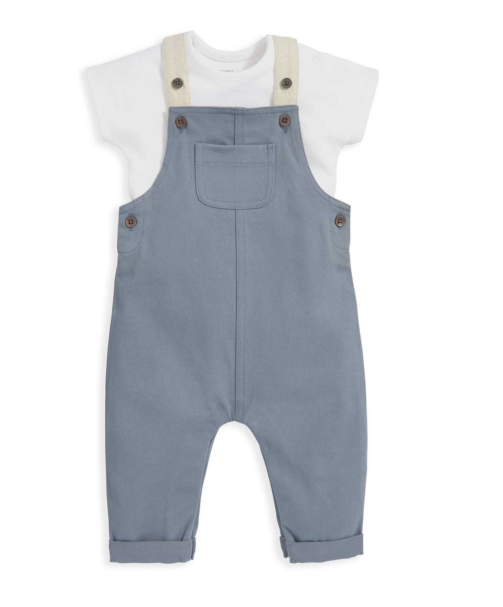 T-Shirt & Dungarees Outfit Set - Blue