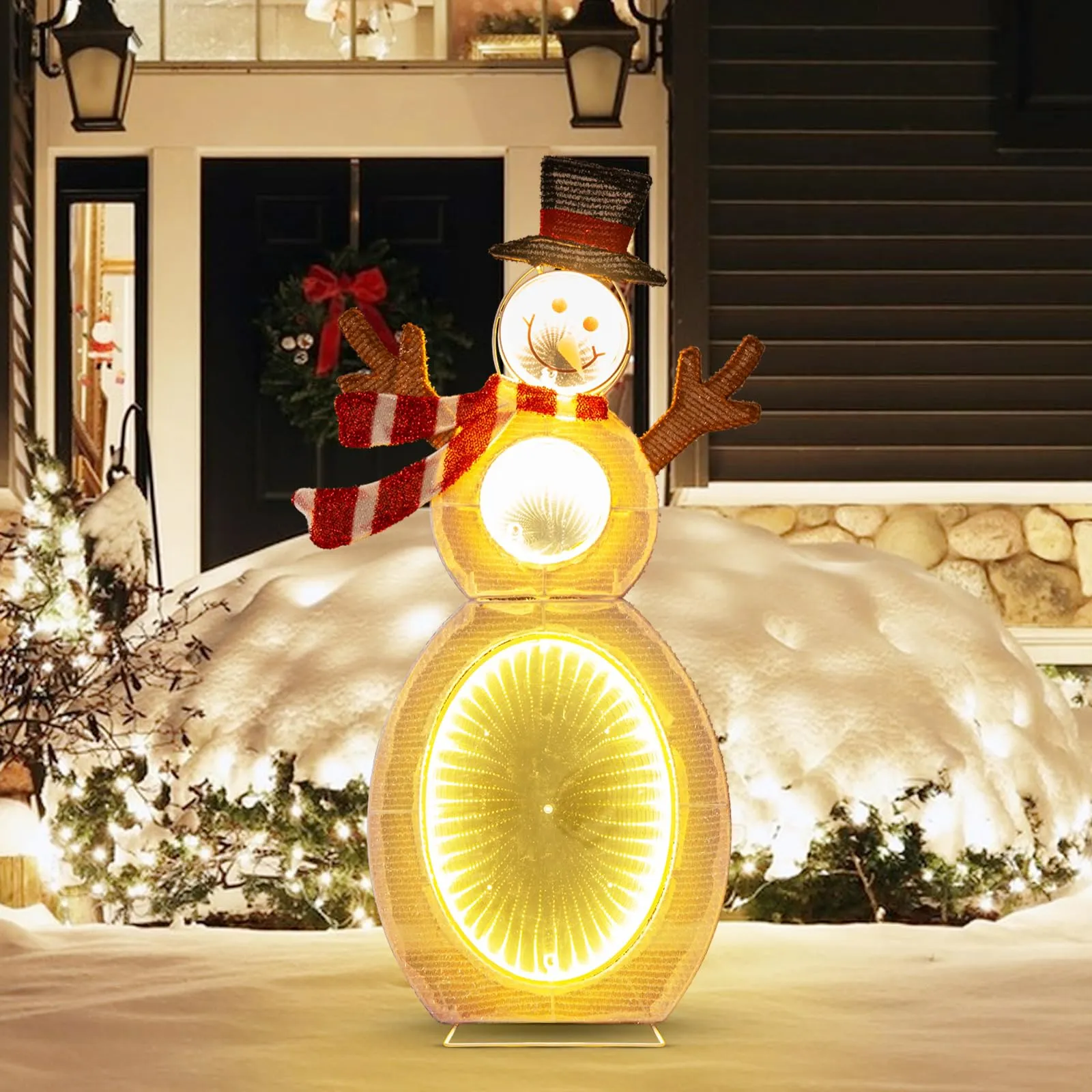 Tangkula Christmas Lighted Snowman, Indoor/Outdoor Christmas Decoration with 105 Built-in LED Lights