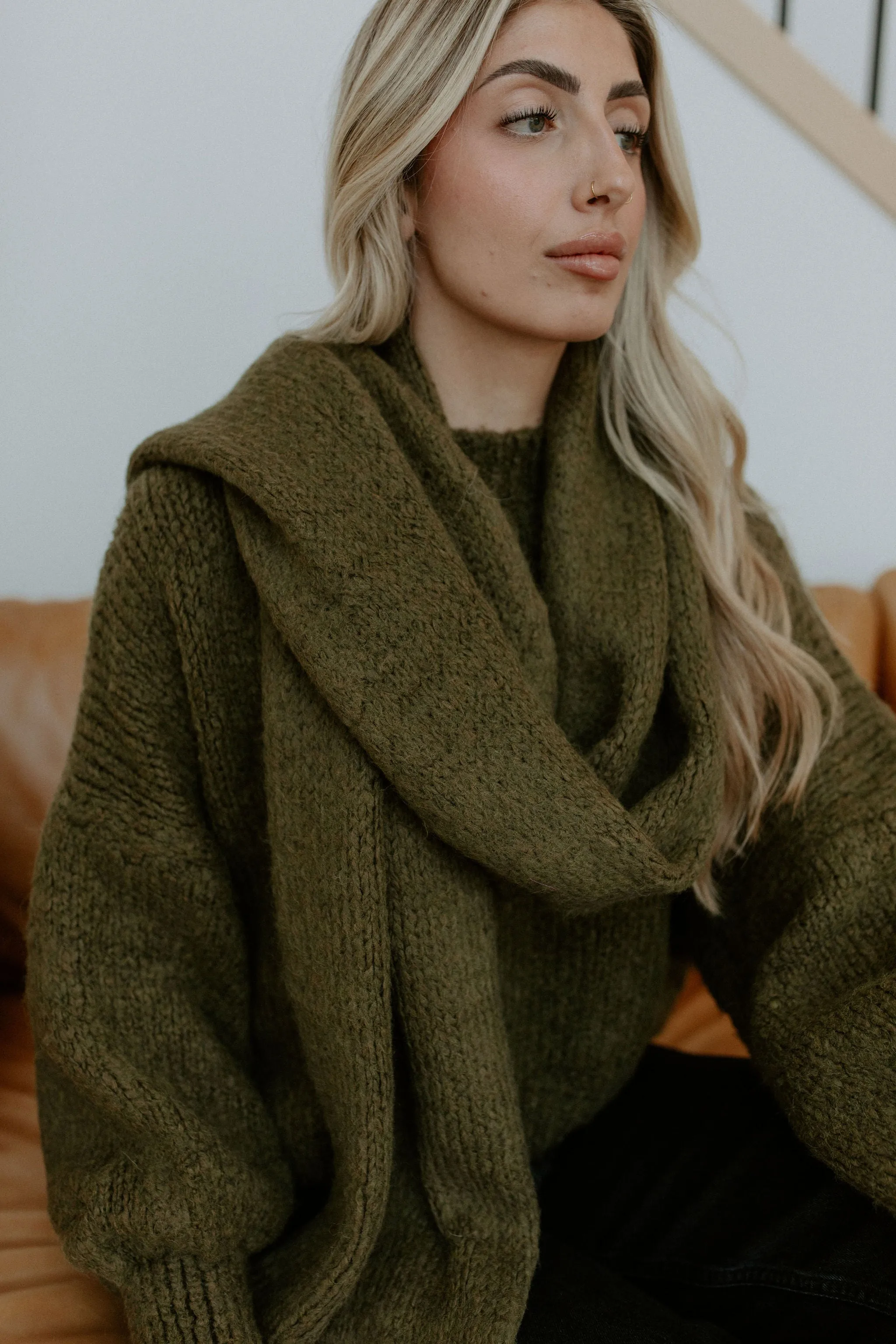 The Cropped Rosalia Sweater (  Scarf) by Charli London - Khaki