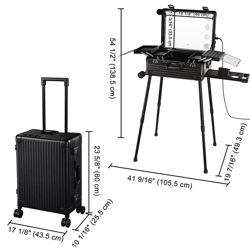 TheLAShop 24" Artist Studio Rolling Makeup Travel Vanity Case with Light