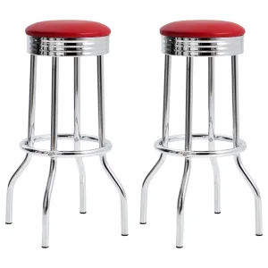 Theodore Upholstered Top Bar Stools Red and Chrome (Set of 2)