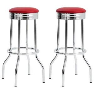 Theodore Upholstered Top Bar Stools Red and Chrome (Set of 2)