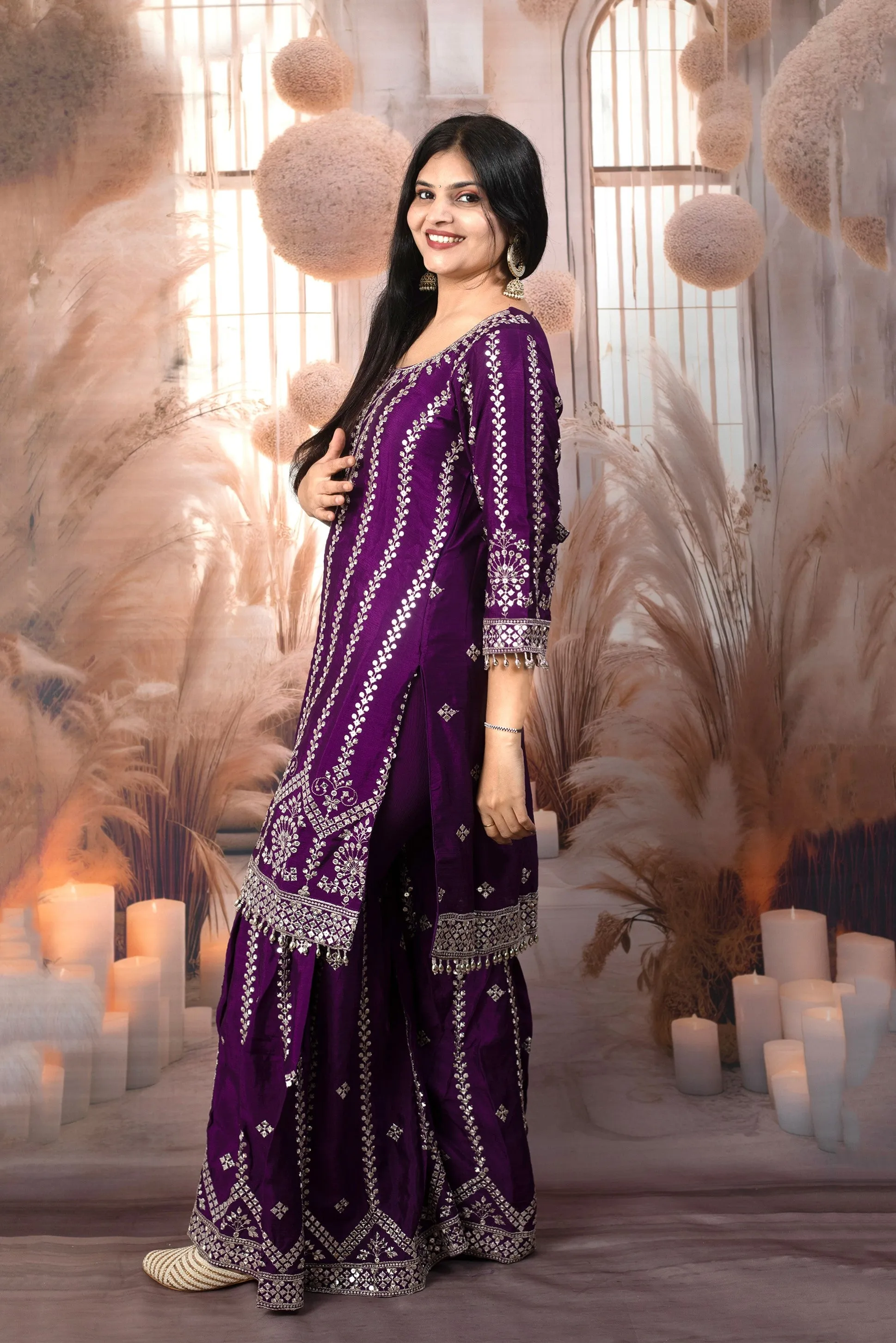 Trendy Purple Color Ladies Suits