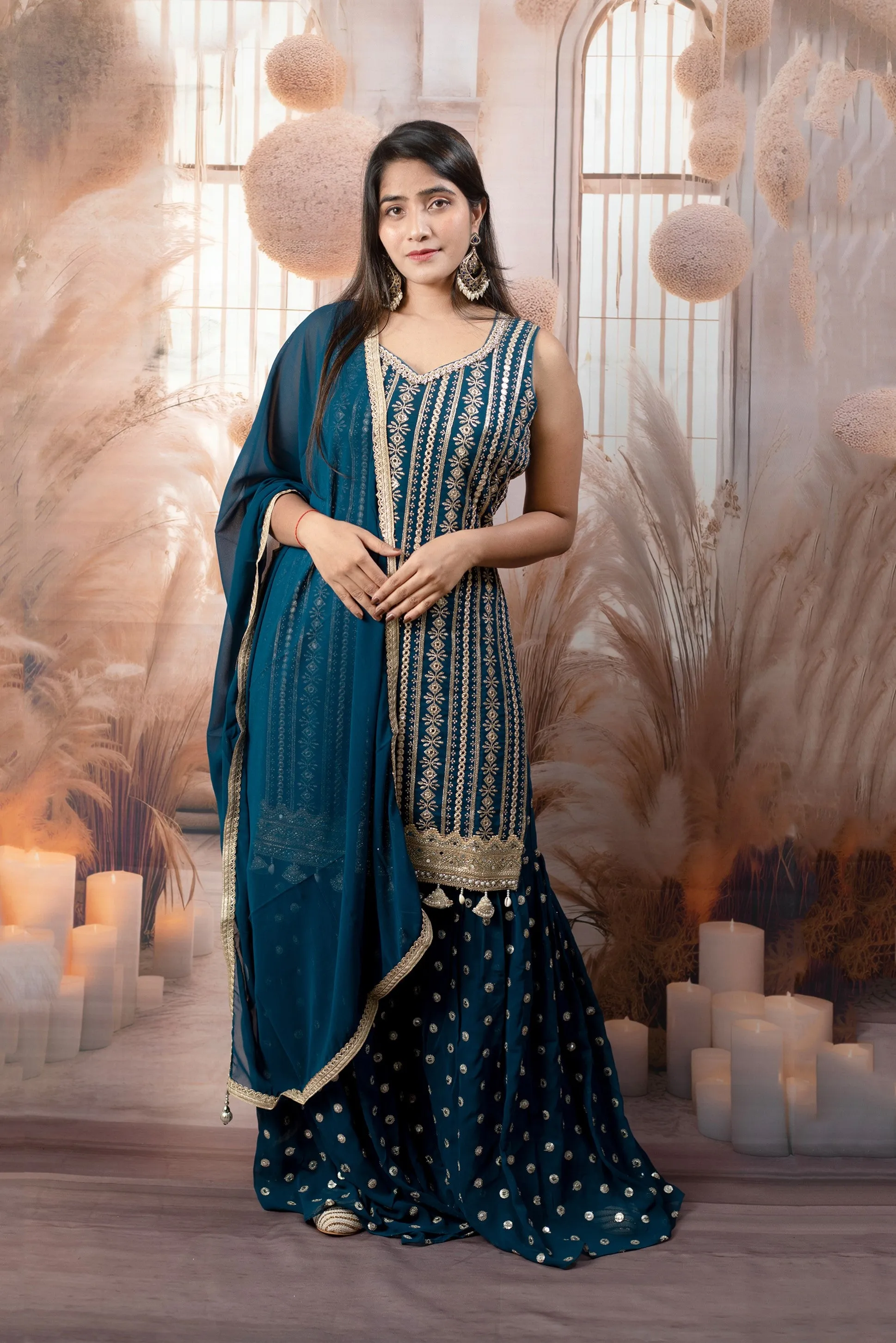 Trendy Teal Blue Ladies Suits