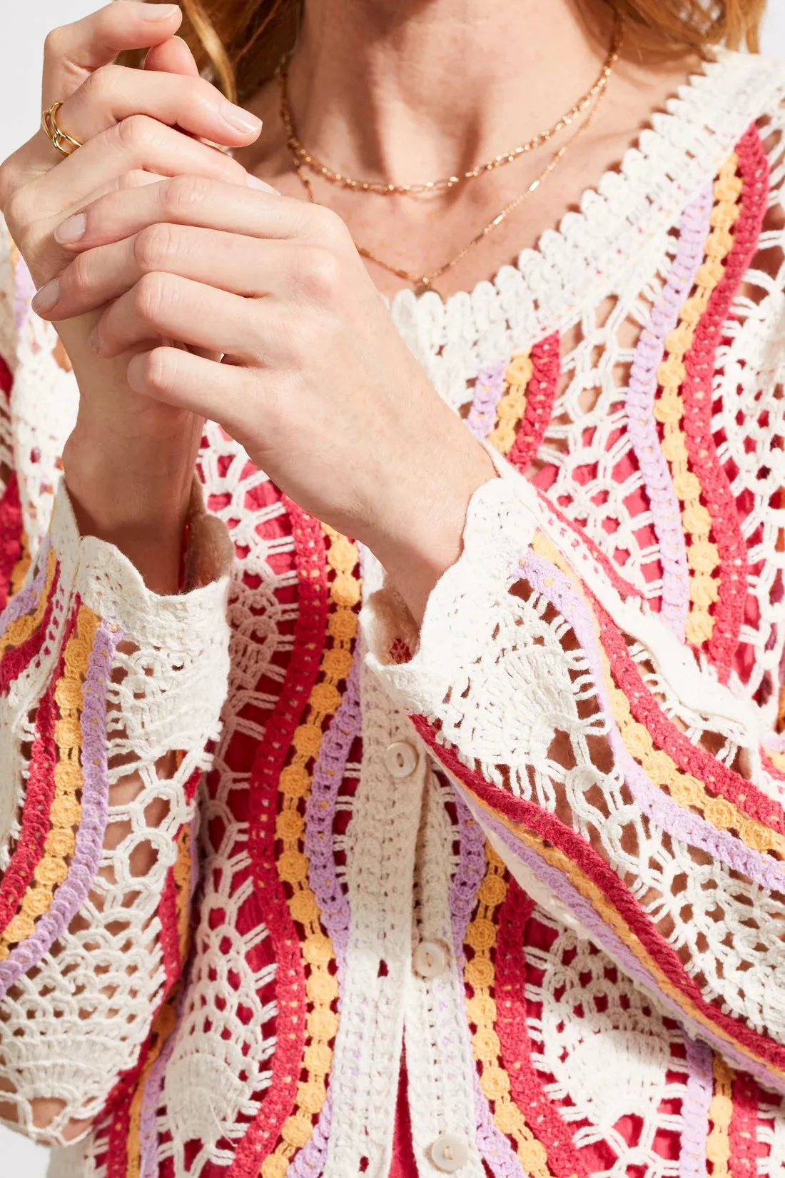 Tribal | Crochet Button Down Cardigan | Women's