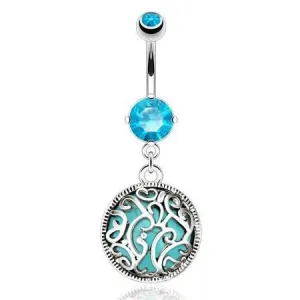 Turquoise Entrapped Filigree Belly Bar