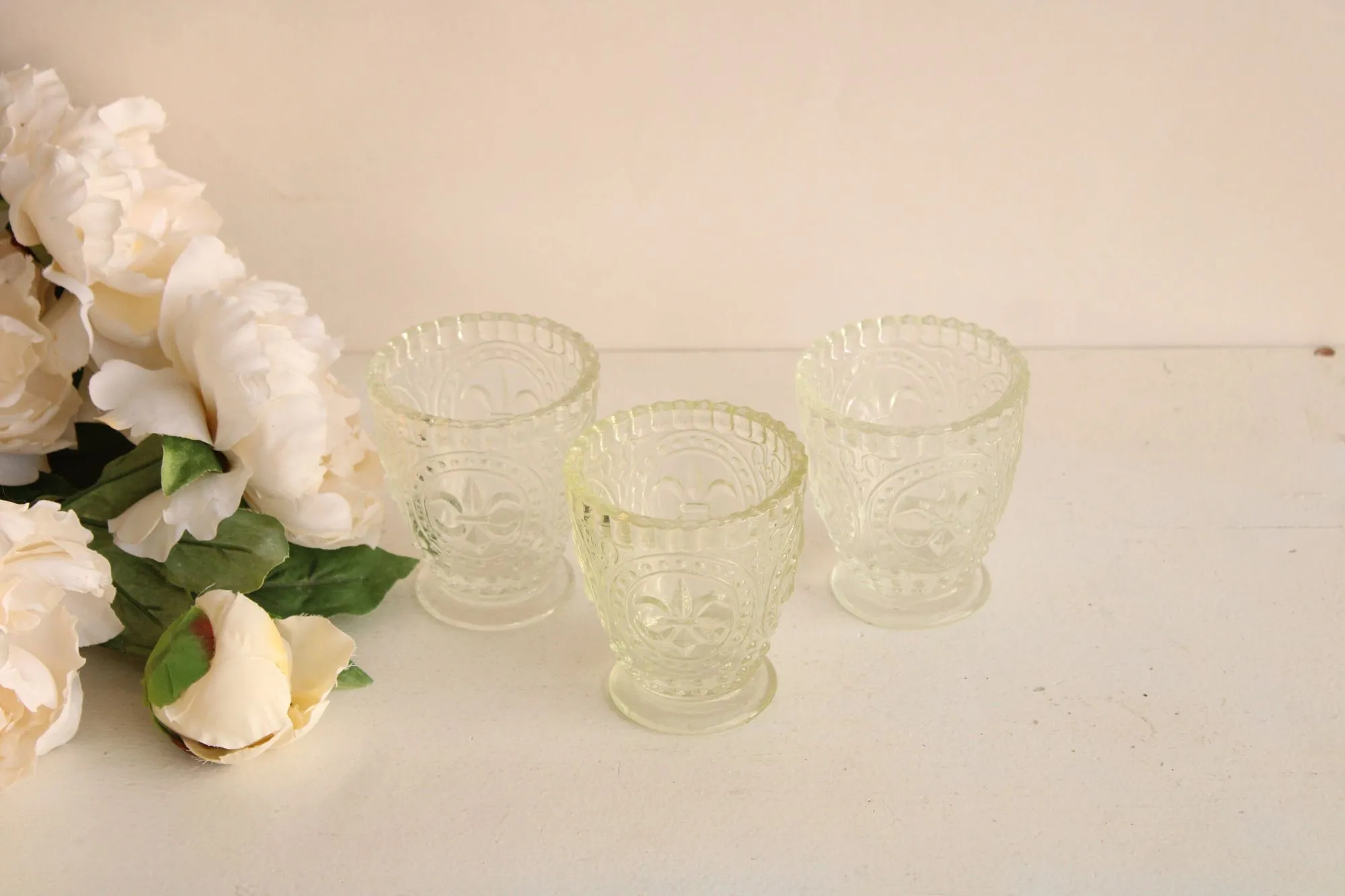 Vintage 1990s Cut Glass Candle Holders by Anthropologie