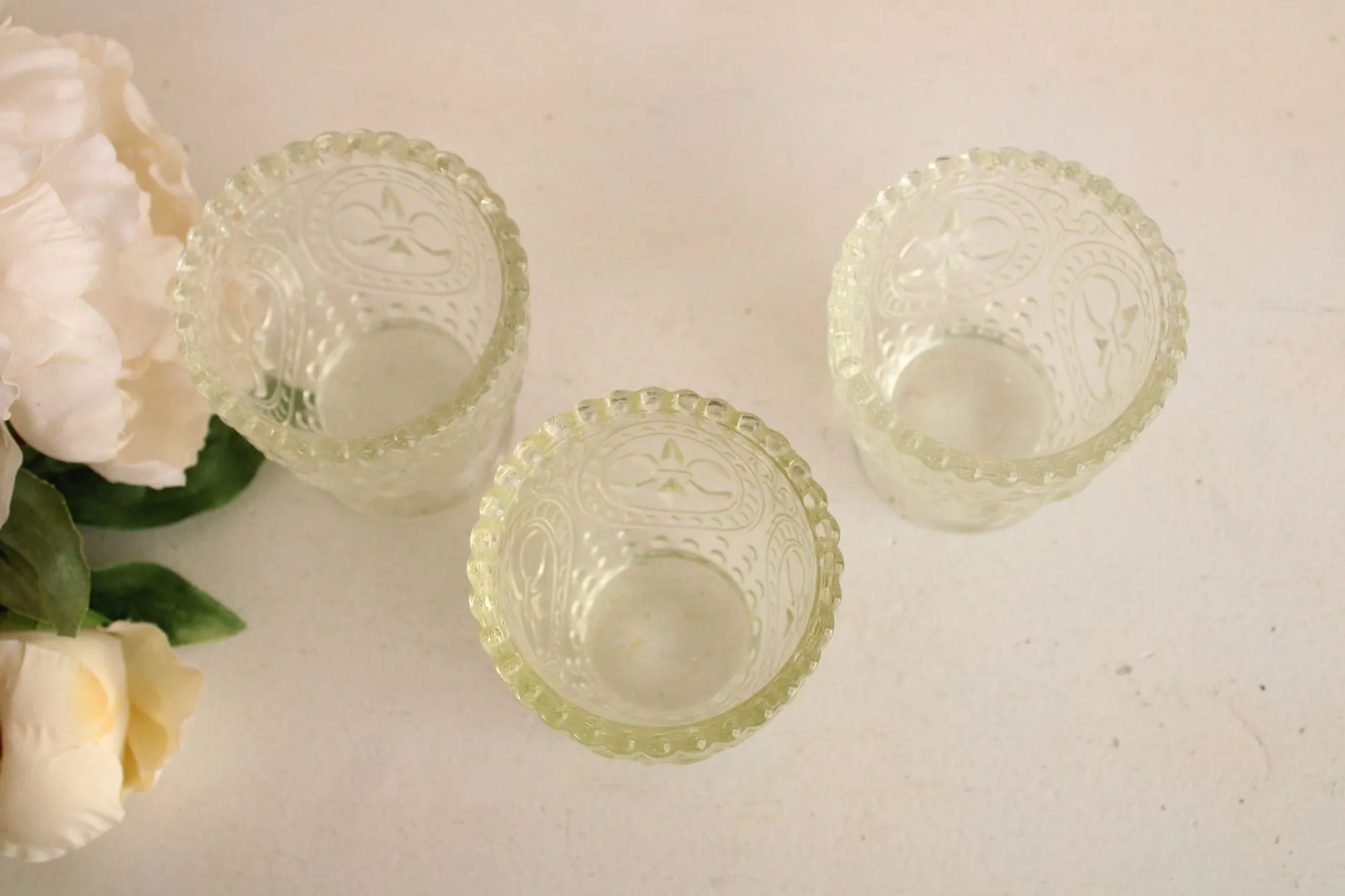 Vintage 1990s Cut Glass Candle Holders by Anthropologie