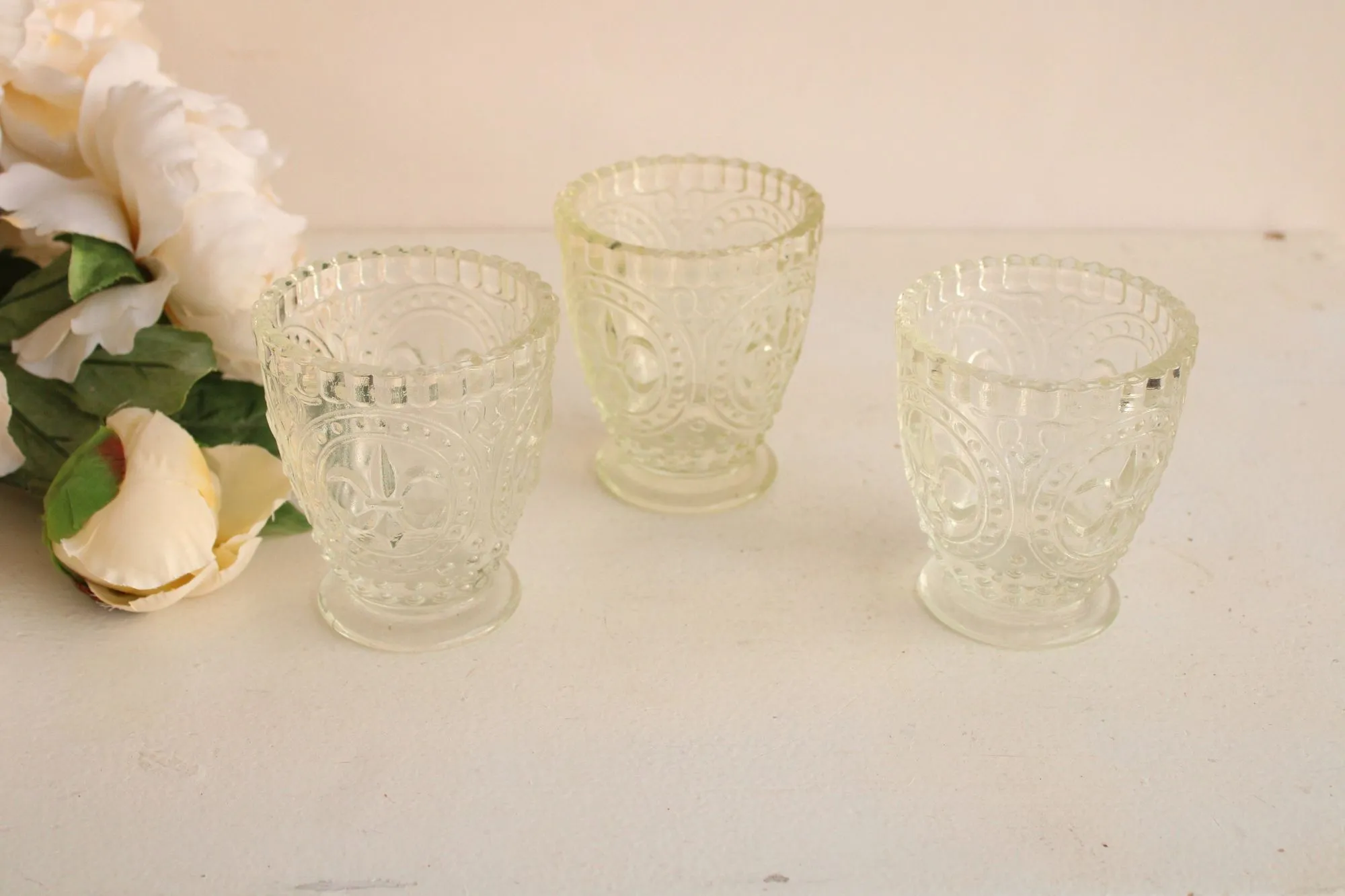 Vintage 1990s Cut Glass Candle Holders by Anthropologie