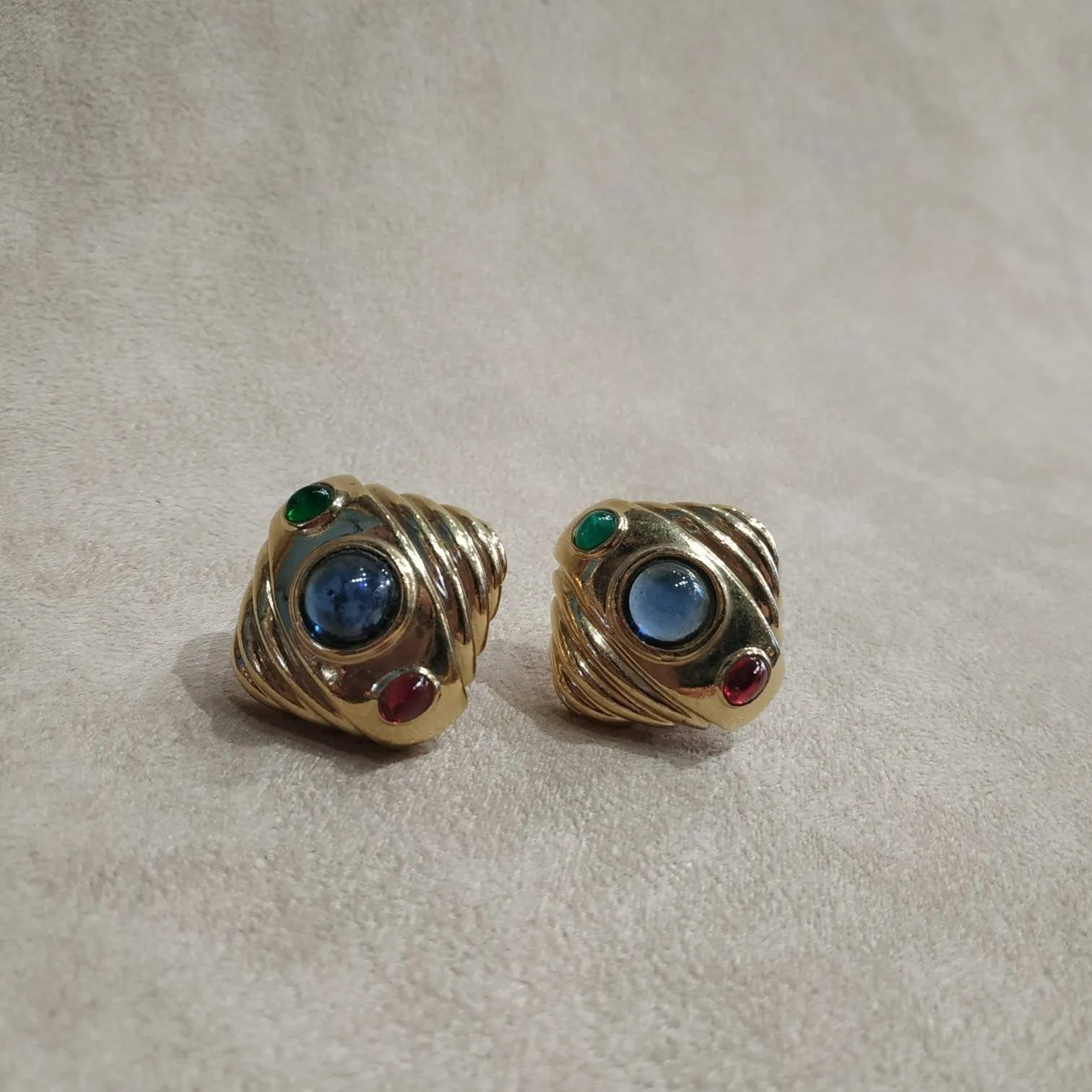 Vintage Ciner Multicolour Gold Earrings